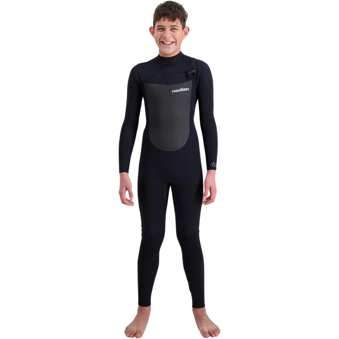 2024 Coastlines Junior Merino Insulator Série 4/3mm Fato De Mergulho Chest Zip 131157 - Black